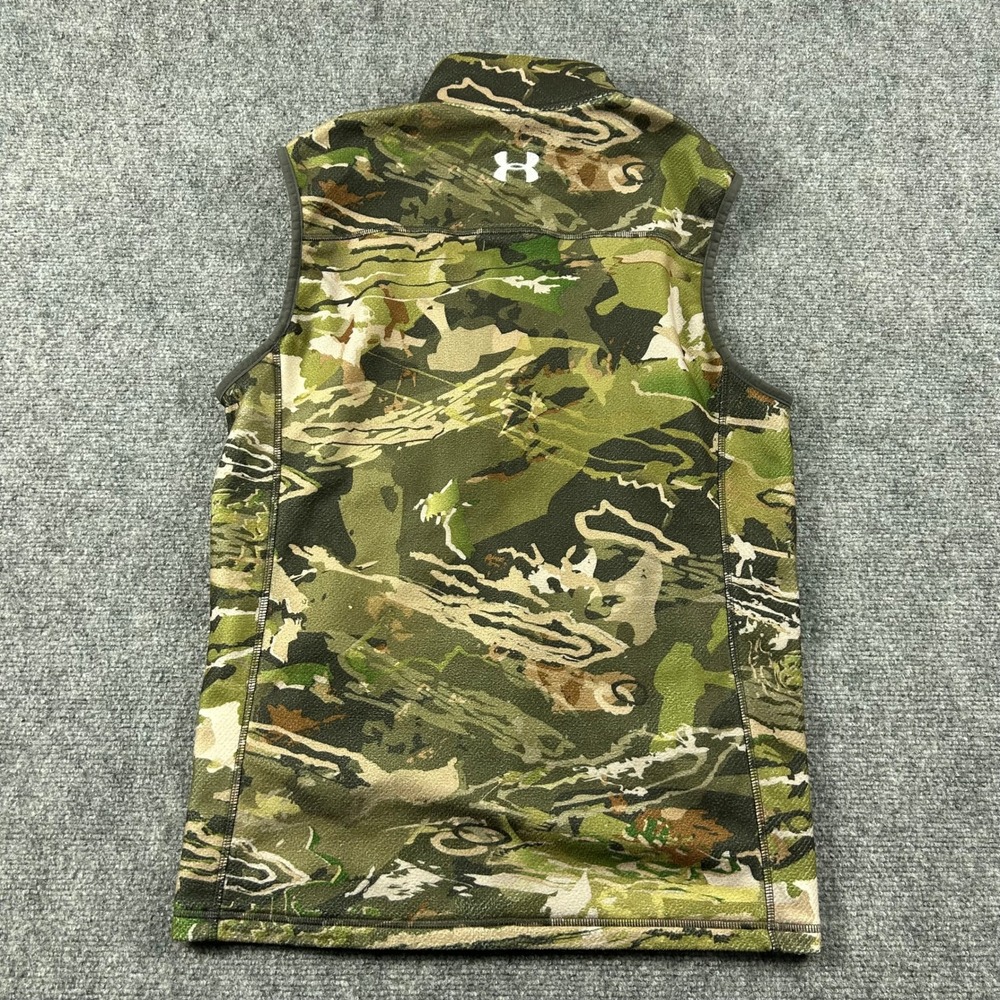 Under Armour Vest Mens Medium Green Camo ColdGear Fitted Full Zip Hunting Fleece - Picture 5 of 7